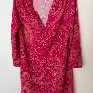 Pink Paisley V-Neck Dress